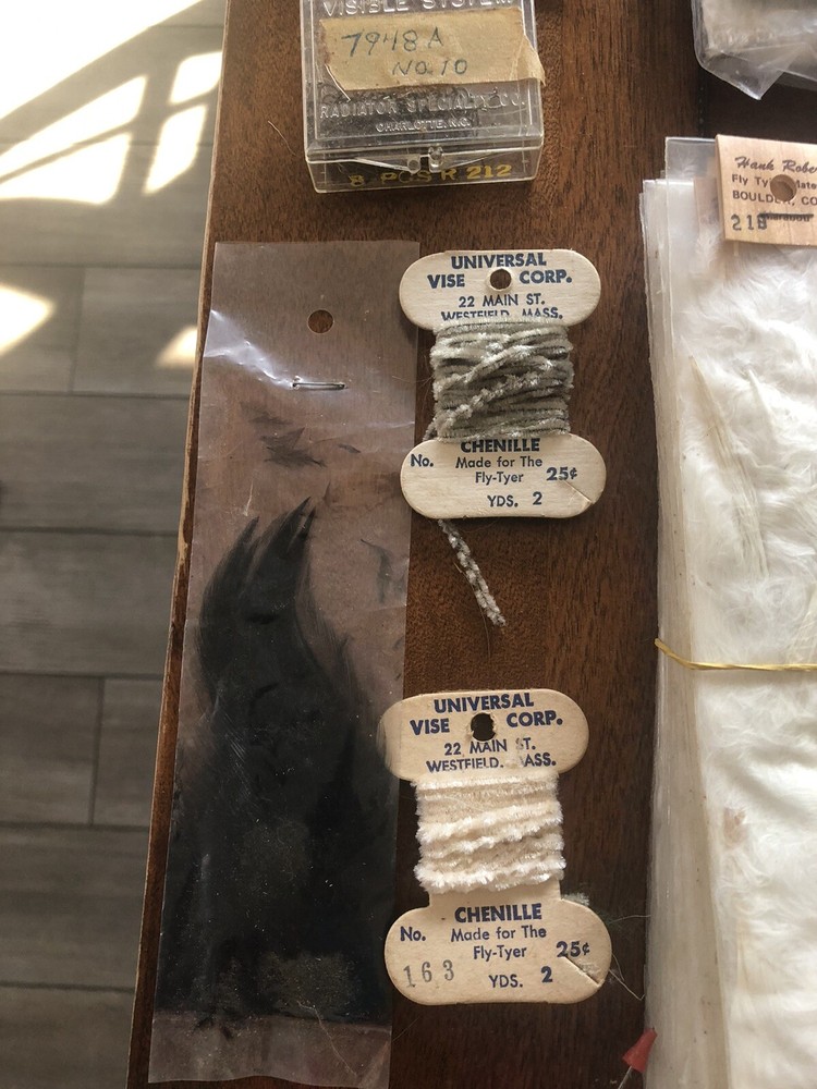 Large Lot vintage fly tying tools Feathers Fur Tools
