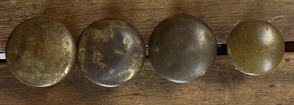 DS-196–FOUR (4) Antique Different Brass Plated Drawer Cabinet Pulls Knobs