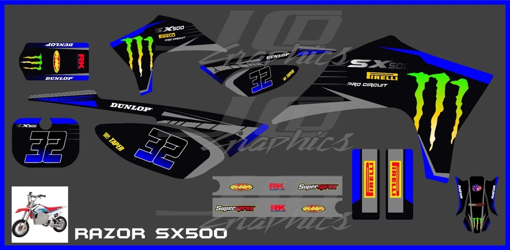 Razor SX500 graphics kit decals THICK AND HIGH GLOSS