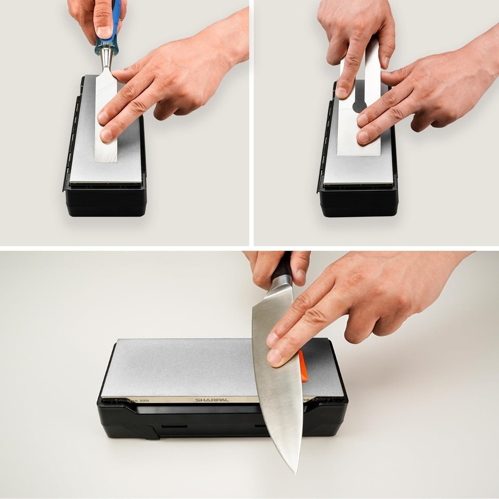 Fast-Acting Double-Sided Diamond Sharpening Stone with Angle Guide | 8 x 3 in.