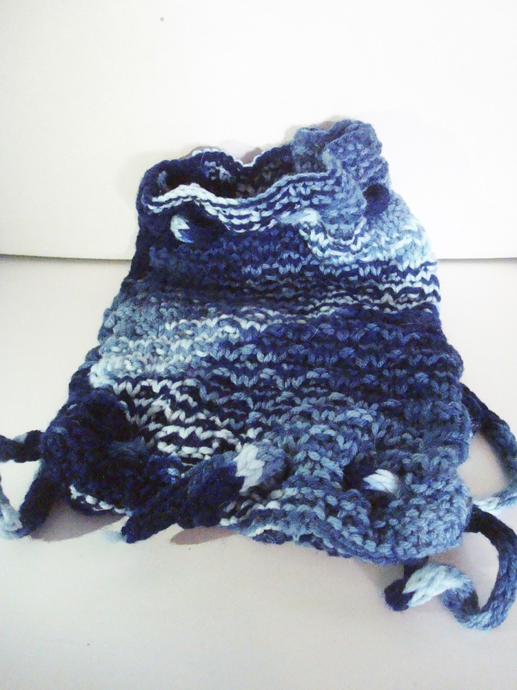 Hand Knit Zig Zag Blue Multicolor Backpack