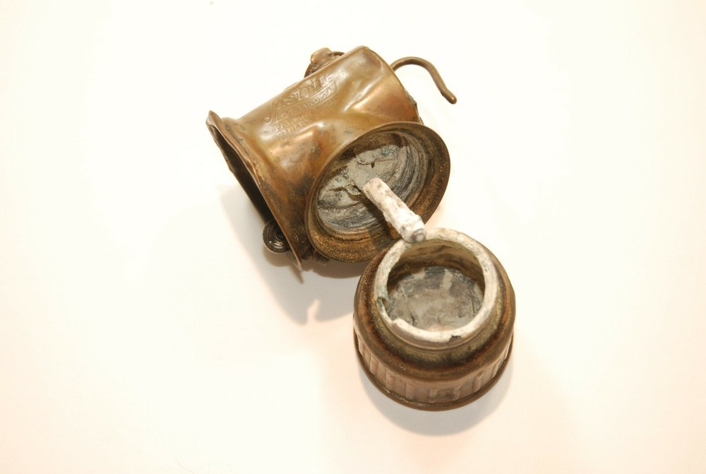 Antique Justrite Carbide Miners Head Lamp