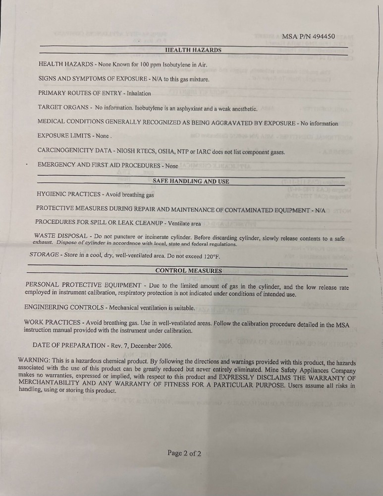 MSA Model RP Flow Control Regulator