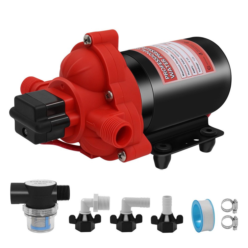 RV Water Pump 12V DC Pressure 4GPM 45 PSI Self-Priming for RV/Marine/Garden