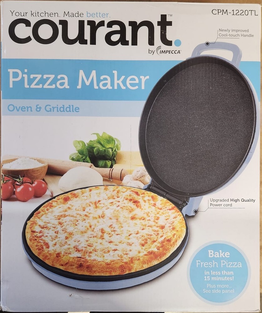 Courant 12 Inch Electronic Pizza Maker, multi function Oven and Griddle, Teal