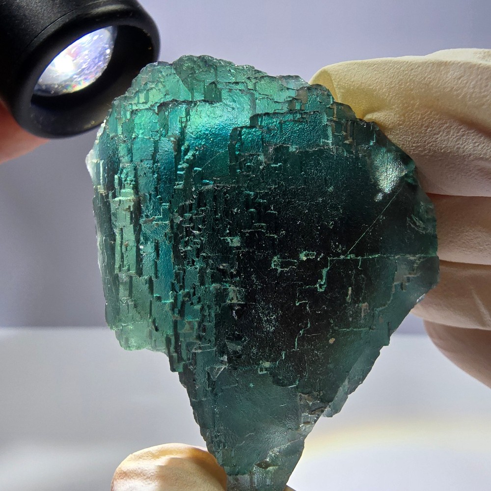 Clear Phantom Fluorite Cube Specimen, parquetted green Okorusu, Namibia