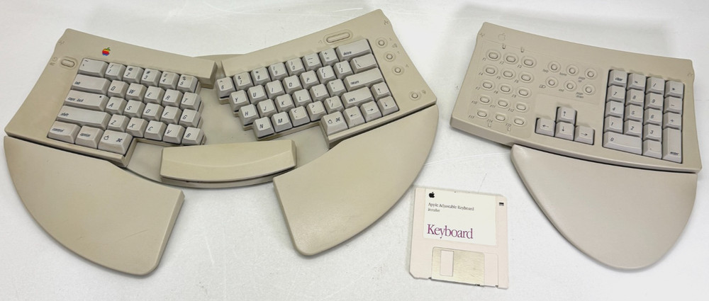 Vintage Apple Mac Adjustable Keyboard M1242 + Numeric Keypad & Disk Ergonomic