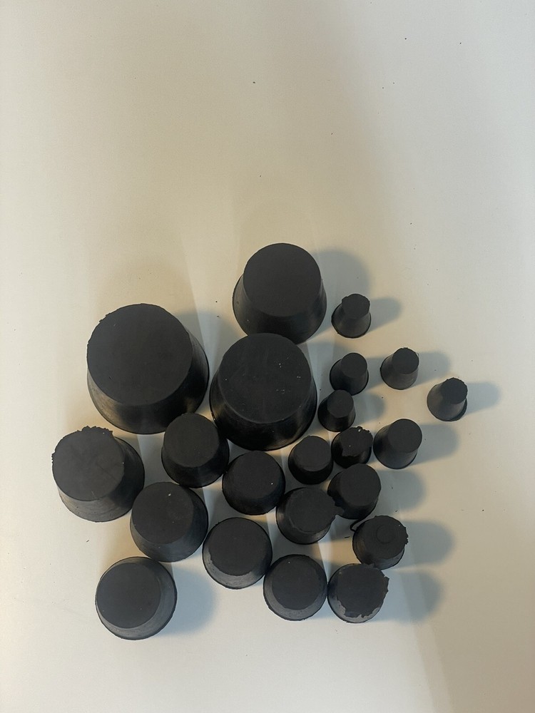 (22-Pk) Solid Tapered Black Rubber Stopper 000# - 8# Assorted Sizes