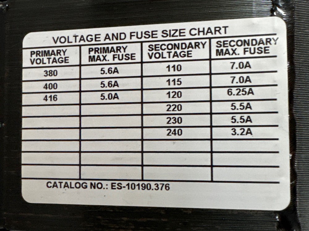 Dongan ES-10190.376 Single Phase Class 1 General Transformer Isolating Clean