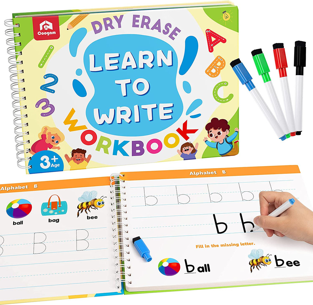 Coogam Learn to Write Workbook, Numbers Letters Practicing Book, ABC Alphabet Si