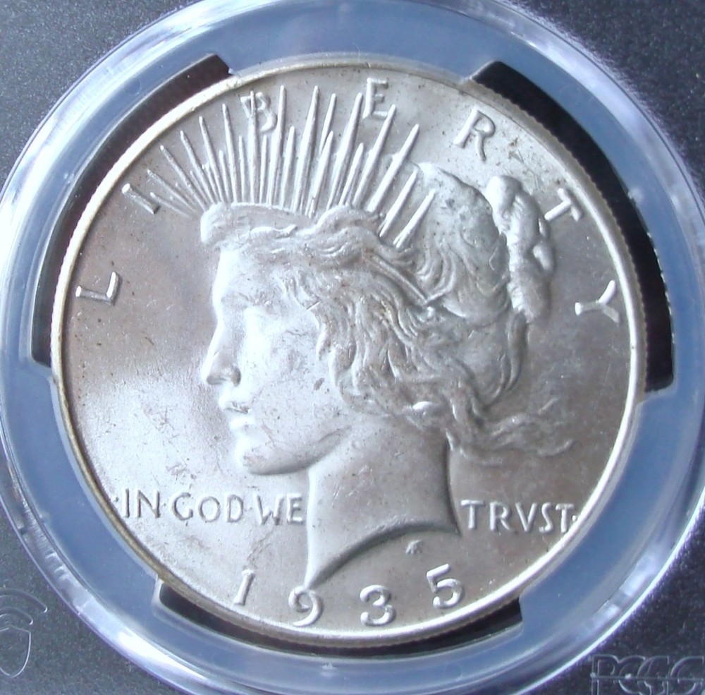 1935 Peace Silver Dollar - PCGS MS 64 - Gold Shield
