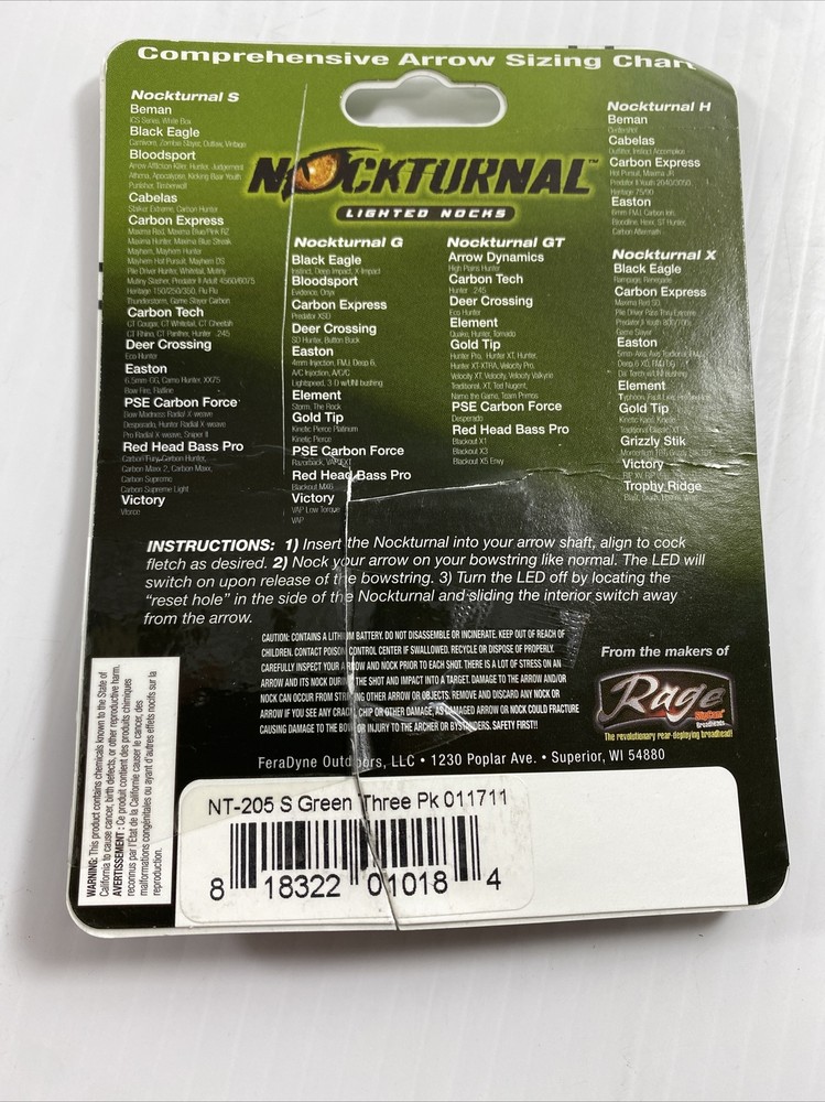 Mockturnal Lighted Nocks Green Size Small