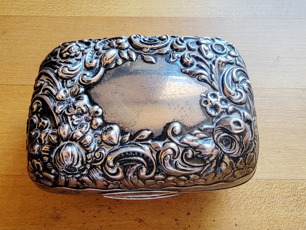 Antique Gorham Sterling Silver Repousse Soap Box