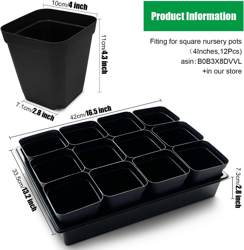 Seed Starter Tray, 10 Packs Plant Tray, Durable Plastic Growing Trays, Stackable