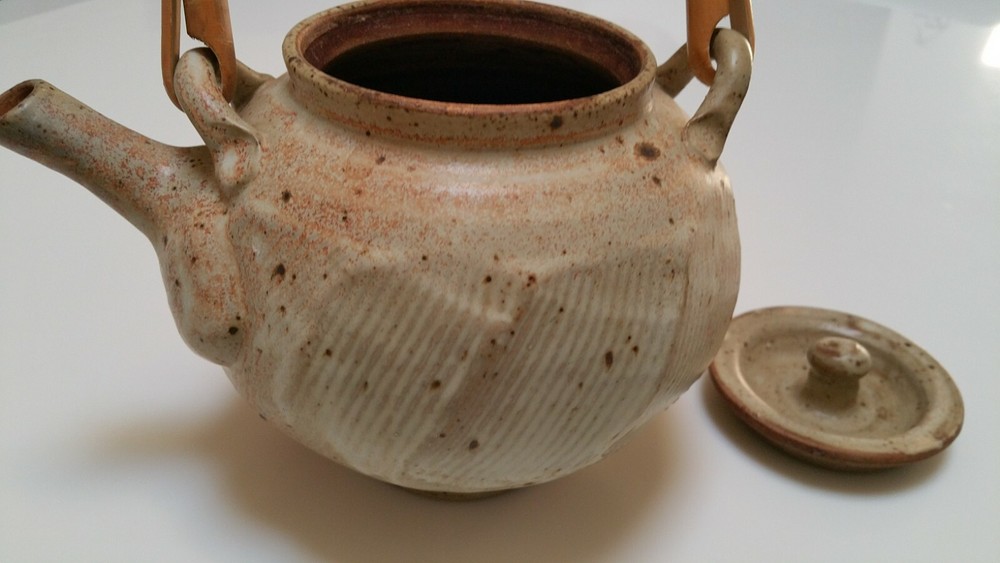 Studio Pottery Teapot with Bamboo Handle