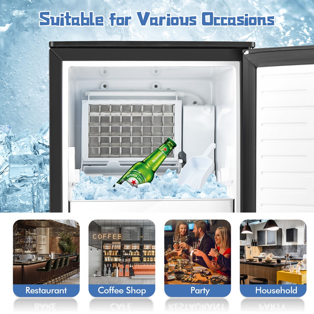 Built-in Ice Maker Free-Standing/Under Counter Machine 80lbs/Day w/ Light