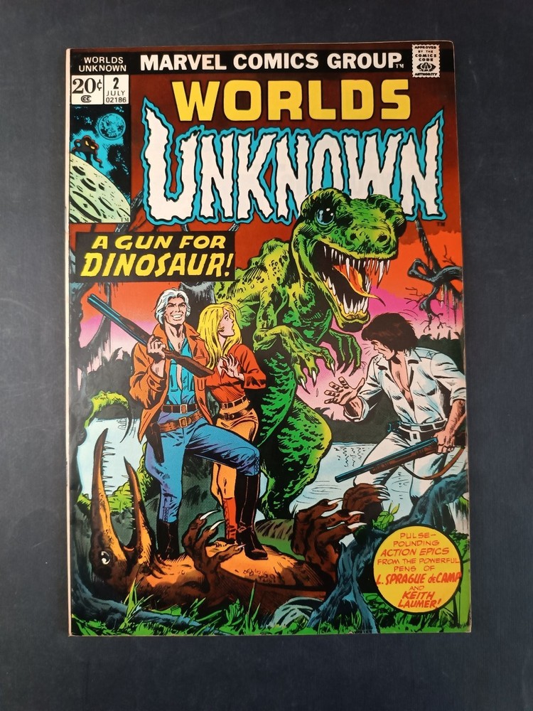 WORLDS UNKNOWN A GUN FOR DINOSAUR! n 2 MARVEL COMICS GROUP