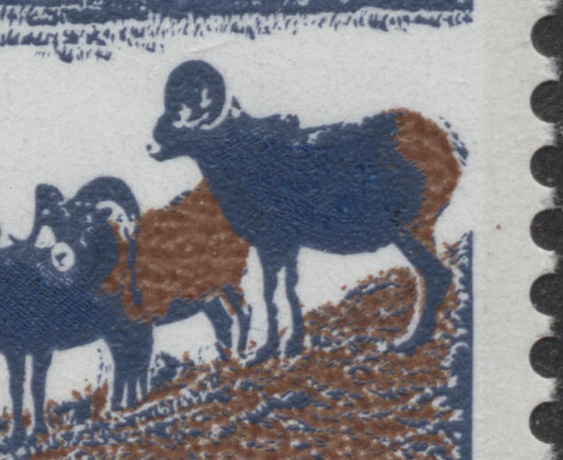 Canada #595ai UL plate #2 block OP2 tagging with "blue tail" variety