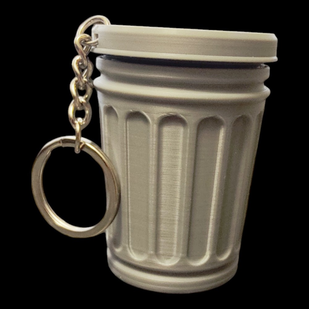Mini Trash Can Keychain with Removable Lid – 3D Printed