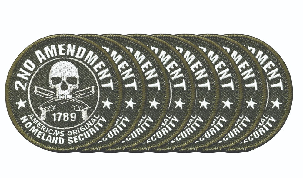 2nd Amendment Patch OD Green Iron On (8 Pack)