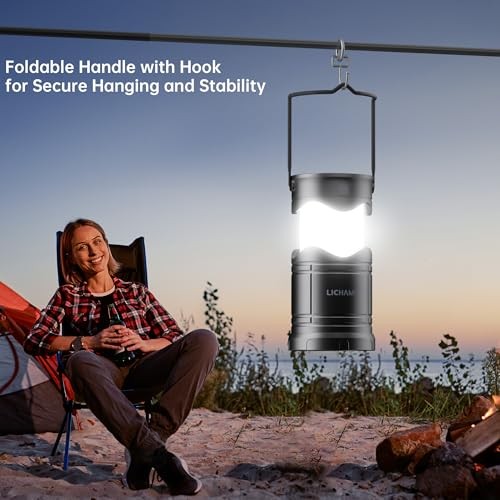 Lichamp 4-Pack Solar Camping Lantern, USB Rechargeable LED Lights with 3 Modes