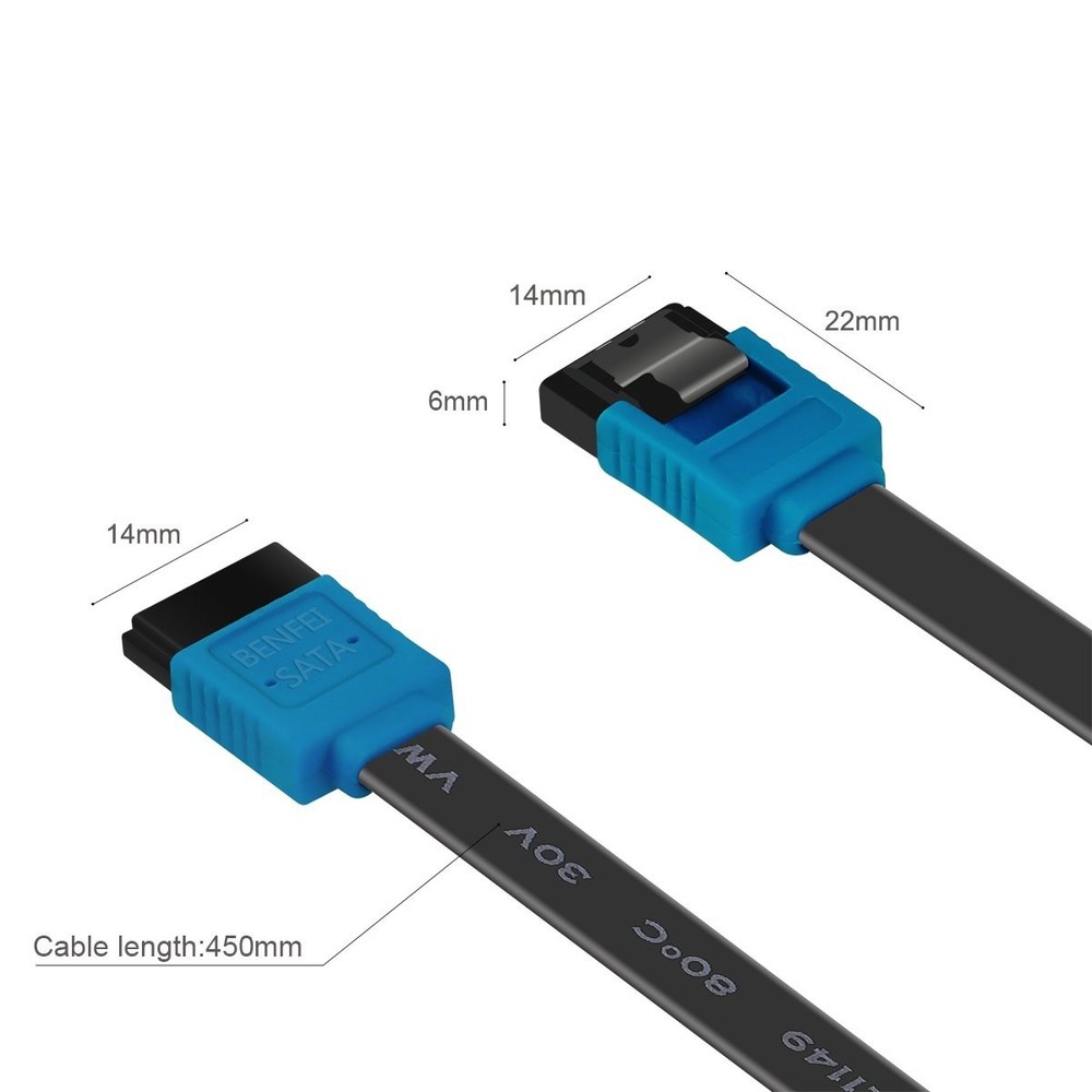 SATA III Data Cable Set - 18-Inch 6Gbps Connectivity with Secure Latching Design