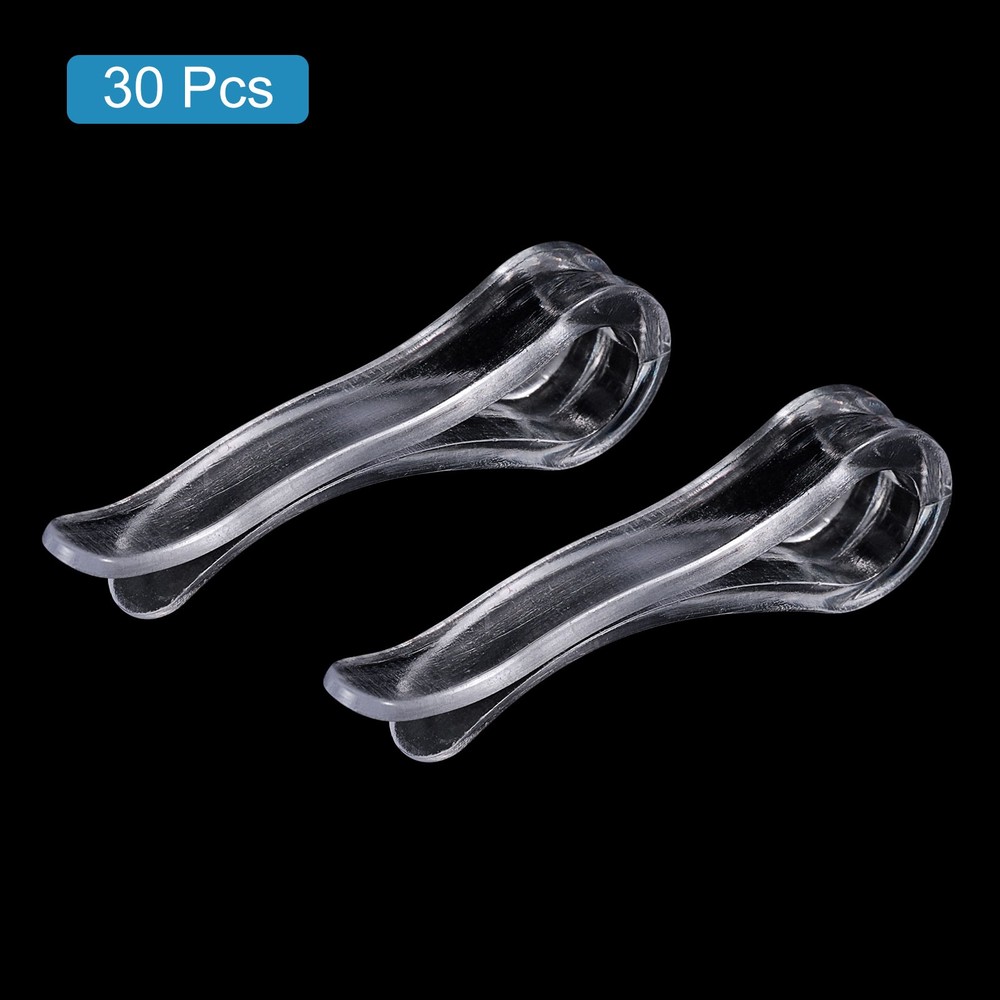 30pcs Durable Plastic Alligator Clip, 1.5" Clear U Shape
