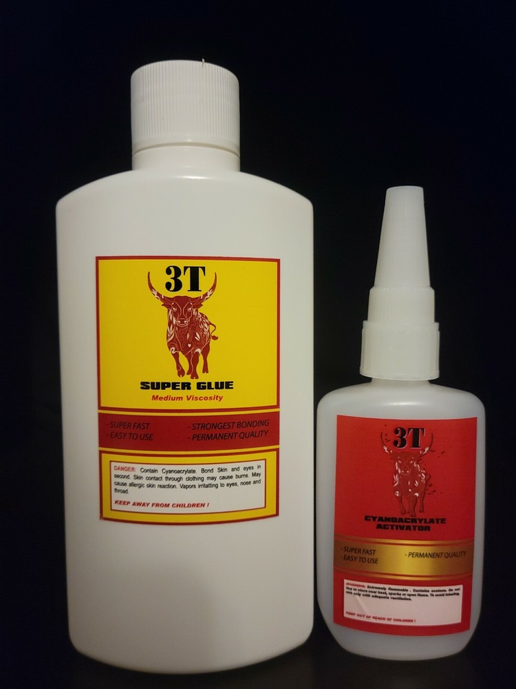 Medium CA Glue 8 oz bottle + Activator 2 oz bottle 