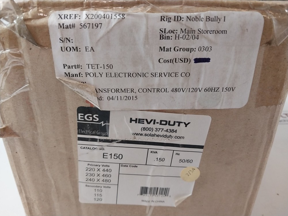 Egs e150 industrial control transformer