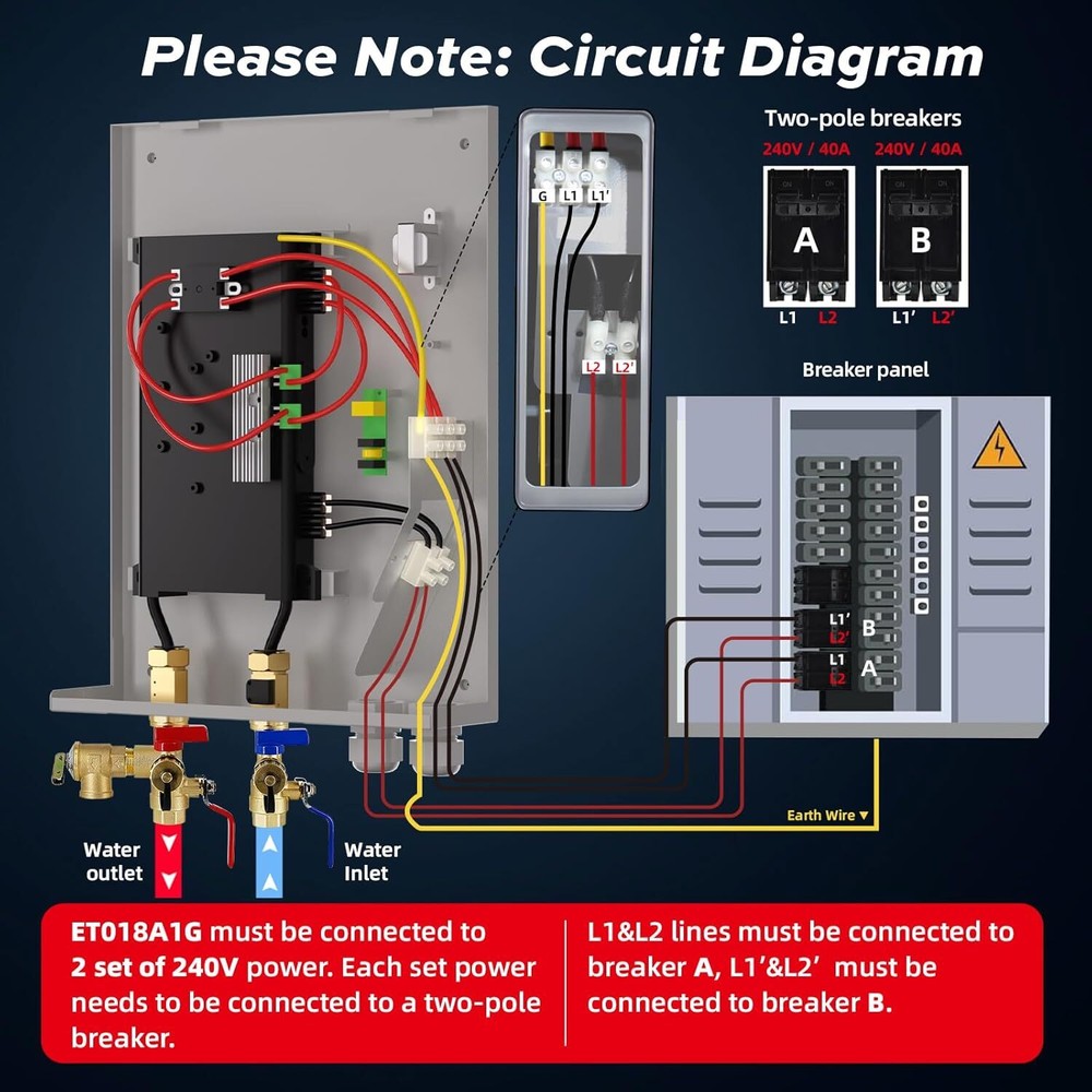 Used - Electric Tankless Water Heater 18KW 240V Instant Hot for Whole House