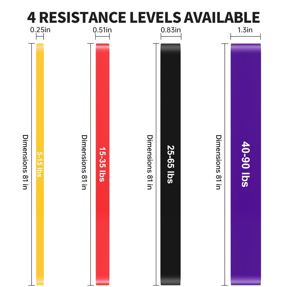 Pull Up Assistance Bands Set 5 LBS - 90 LBS, Long Resistance Bands for Pull Ups