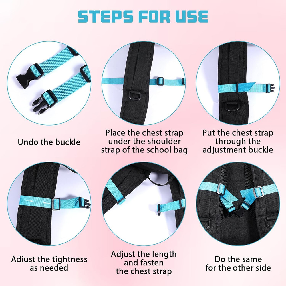 2 Pack Universal Backpack Chest Strap, Adjustable Replacement Backpack Sternum S