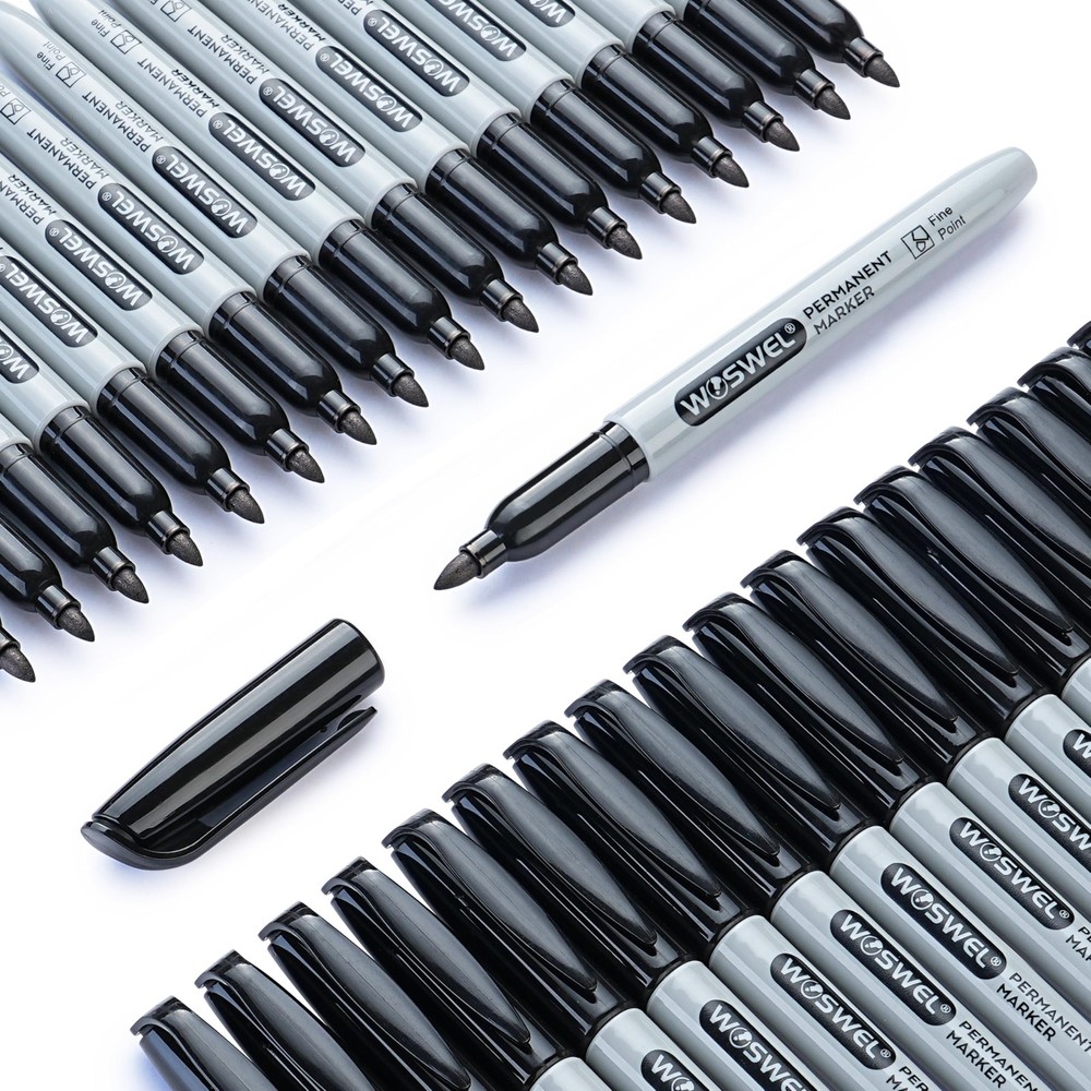 144 PCS Black Permanent Markers Fine Point Tip Bulk Quick Drying Smear Proof
