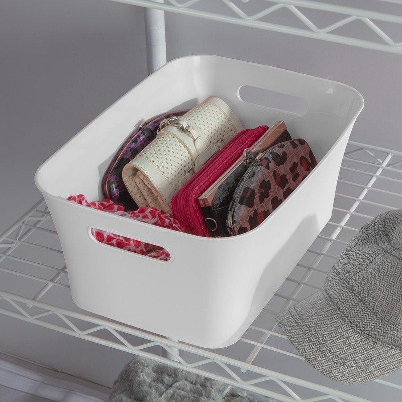 6 Pack Medium Plastic Storage Bins W/ Handles Home Organization & Storage New