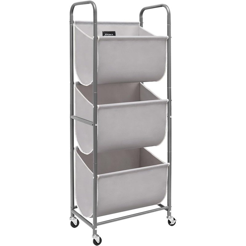 Space Saving Laundry Sorter 120L Capacity Multi Compartment Hamper W/ Wheels New
