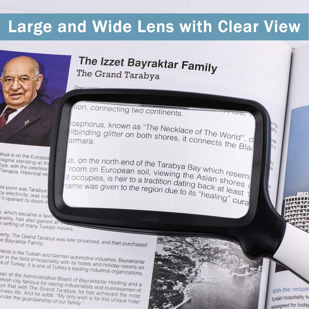 Folding Handheld Magnifying Glass with Light, 5X Large Rectangle Reading Magn...
