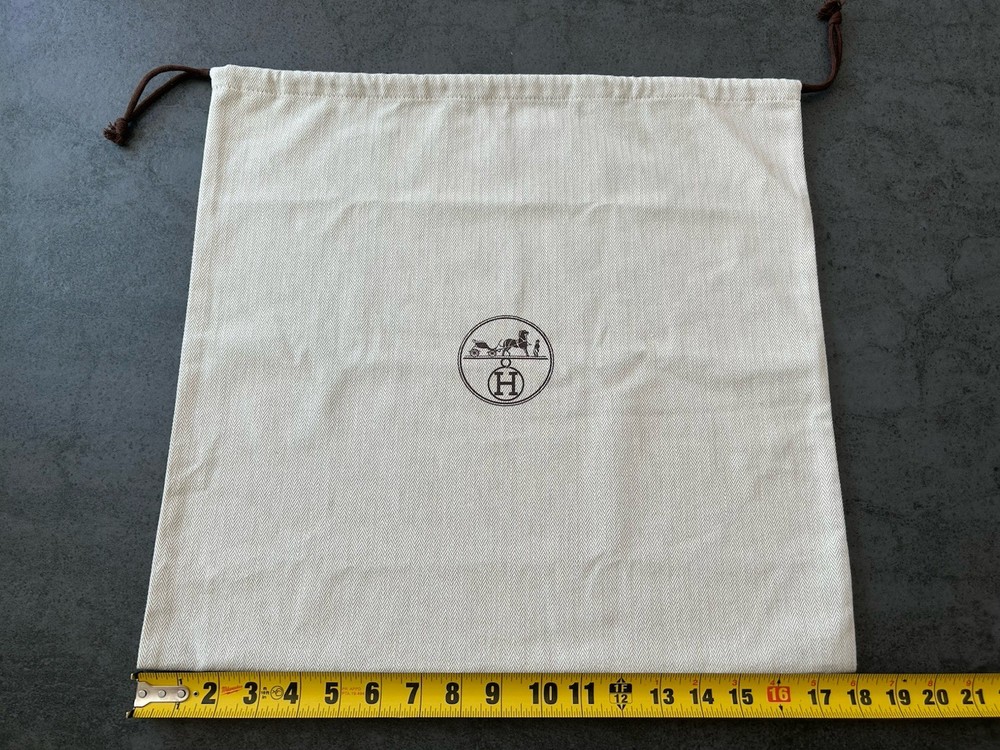 Authentic Hermes Herringbone Tweed Drawstring Dust Bag 18 X 17 Inch