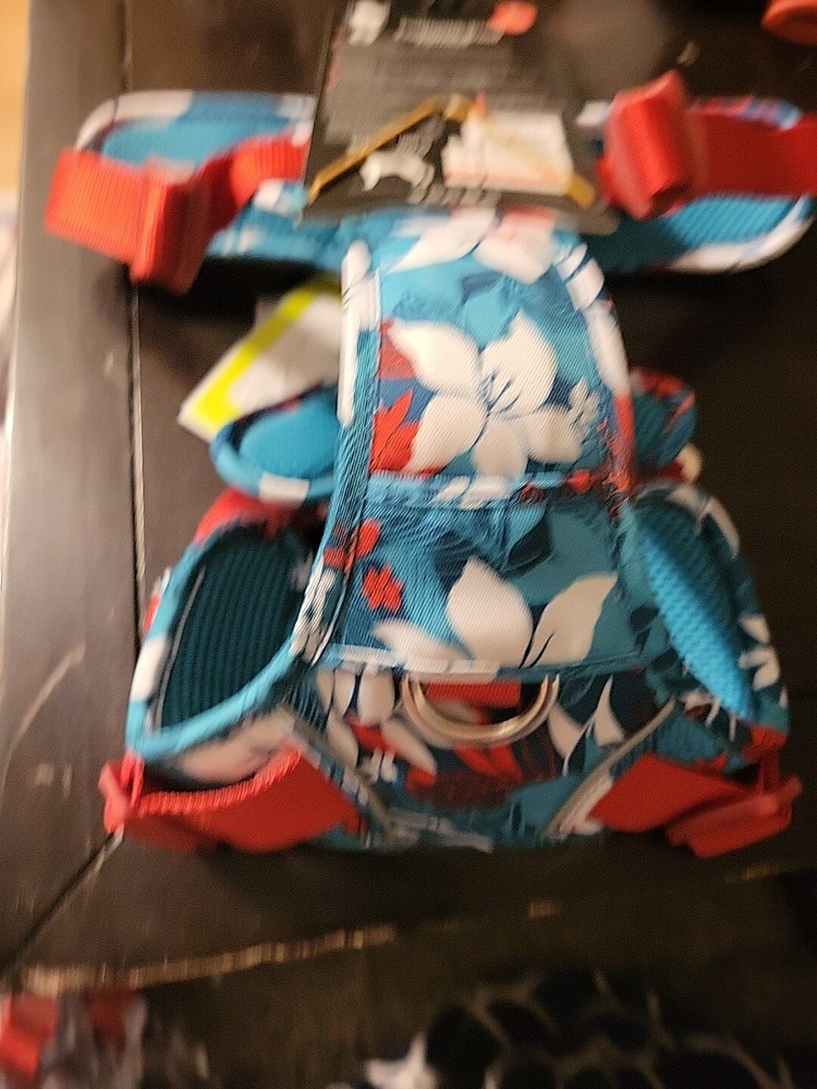 TRUE LOVE Size LARGE Anti-Pull New Teal Tropical Print Reflective Padded Harness