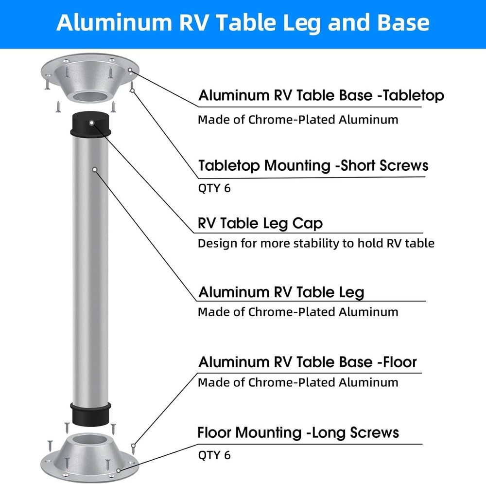 27" RV Table Base Mount and RV Table Leg, Camper Tables Base Mount