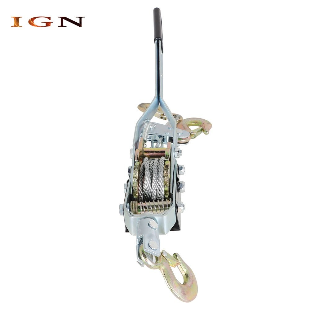New Dual Gear Power Puller Steel Cable Handle 4 Ton Power Puller With 3 Hooks