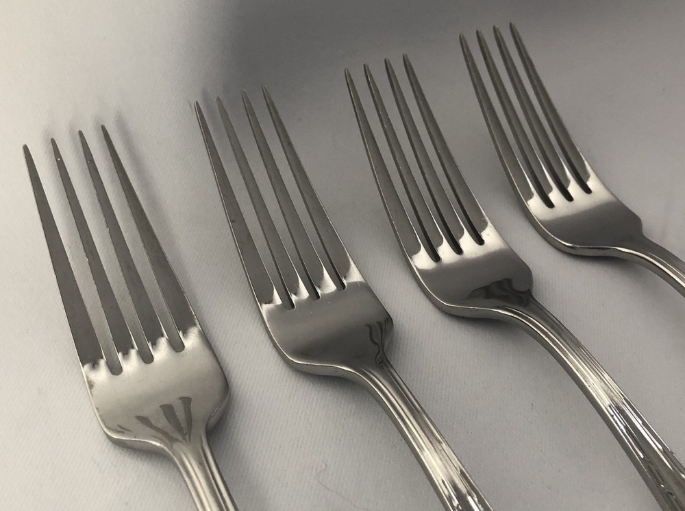 WATERFORD - POWERSCOURT - STAINLESS - 4 DINNER FORKS - FLATWARE - SILVERWARE