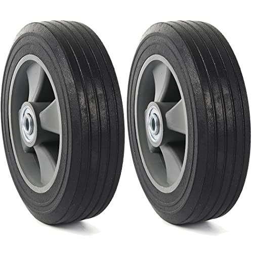 (2-Pack) 8" x 2" Flat Free Solid Rubber Tire 8x2" Solid Tire (3/4"Bearing) 1