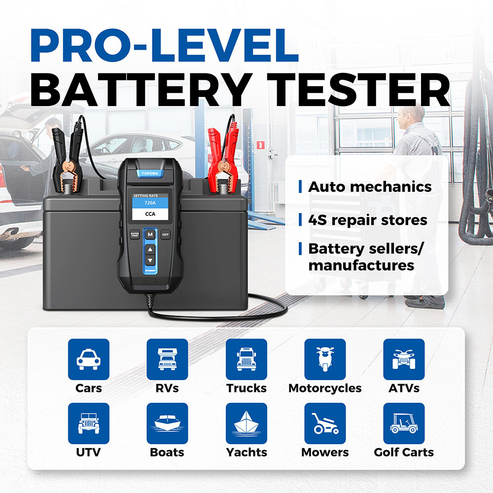 TOPDON Battery Analyzer 12V Car Battery Voltage Load Tester 100~2000CCA
