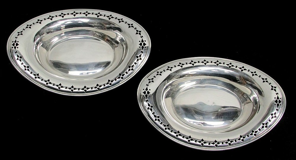 PAIR (2) TIFFANY & CO STERLING SILVER 6 1/2" CANDY DISHES
