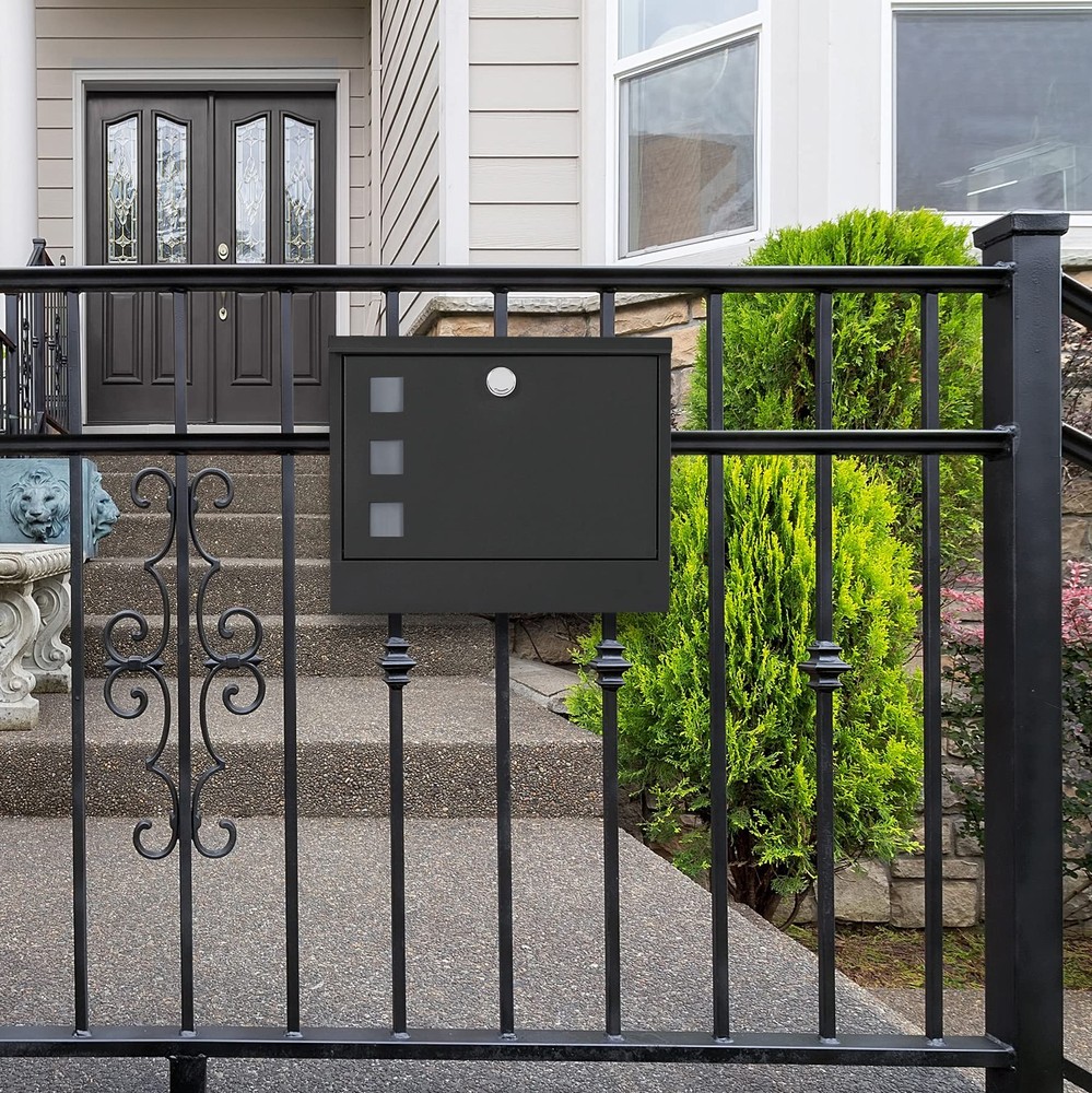 Locking Mailbox Wall Mounted, Metal Postbox with Matte Black-11