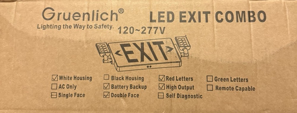 4 Pack LED Exit Sign Emergency Combo Light with Adjustable Two Head Battery