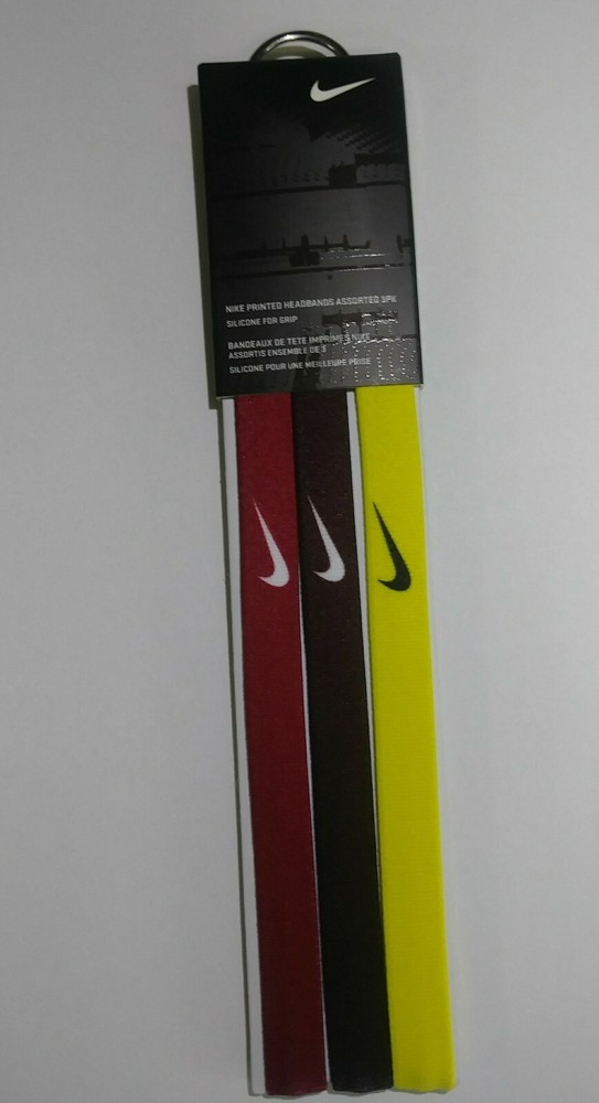 Nike Printed Headbands Assorted 3PK Silicone For Grip