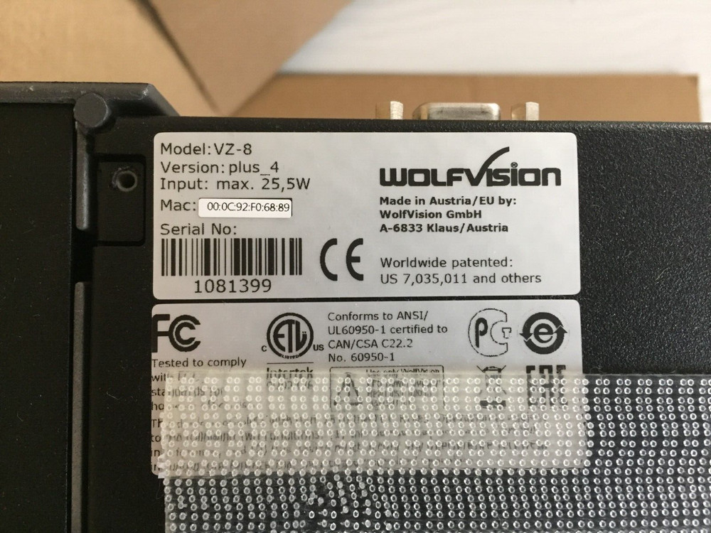 WolfVision VZ-8Plus4 Desktop 1080p Document Camera Visualizer W/Bundle Excellent