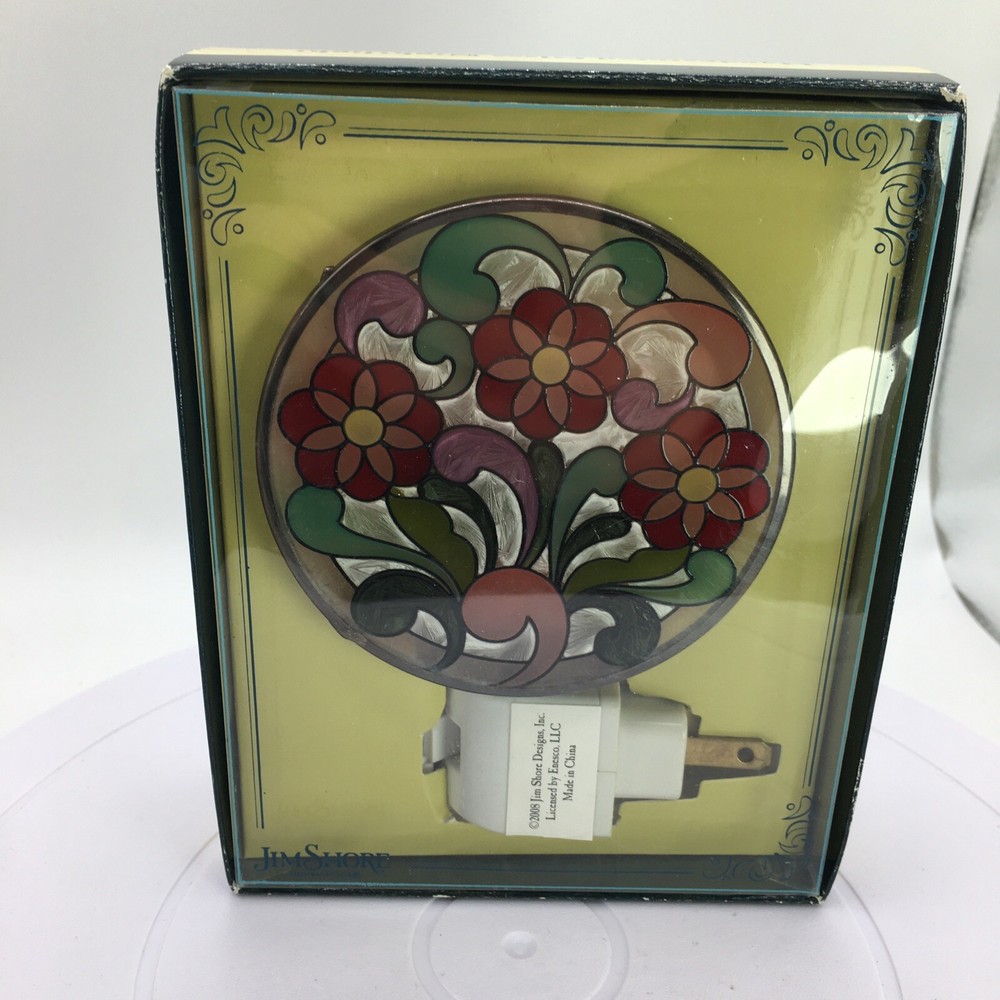 Jim Shore Three Daisies Socket Nightlight Hand Painted Glass Enesco