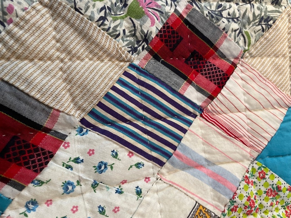 100% Cotton New Handmade Patchwork Quilt–Vintage-Patchwork 73"x62" Needs Border